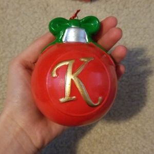 NEW Monogram "K" Red and Green Ornament